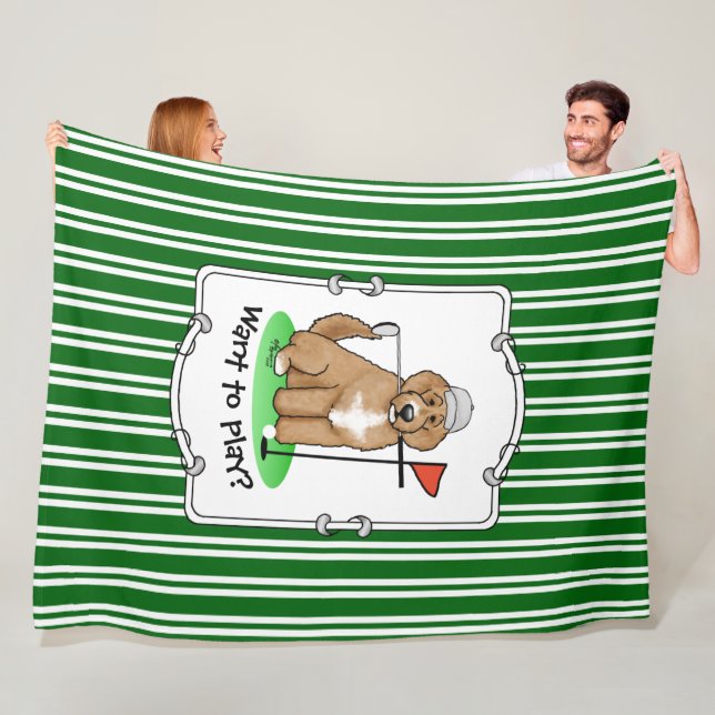 Goldendoodle Dog Playing Golf (Red whmk2) Niedlich Fleecedecke (Beispiel)