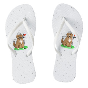 Goldendoodle Dog Playing Golf (Red whmk2) Niedlich Flip Flops