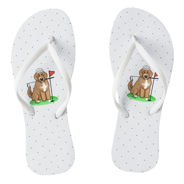 Goldendoodle Dog Playing Golf (Red whmk2) Niedlich Flip Flops (Fußbett)