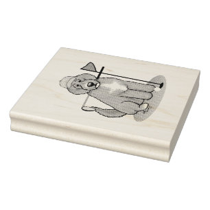 Goldendoodle Dog Playing Golf (Red whmk2) Niedlich Gummistempel