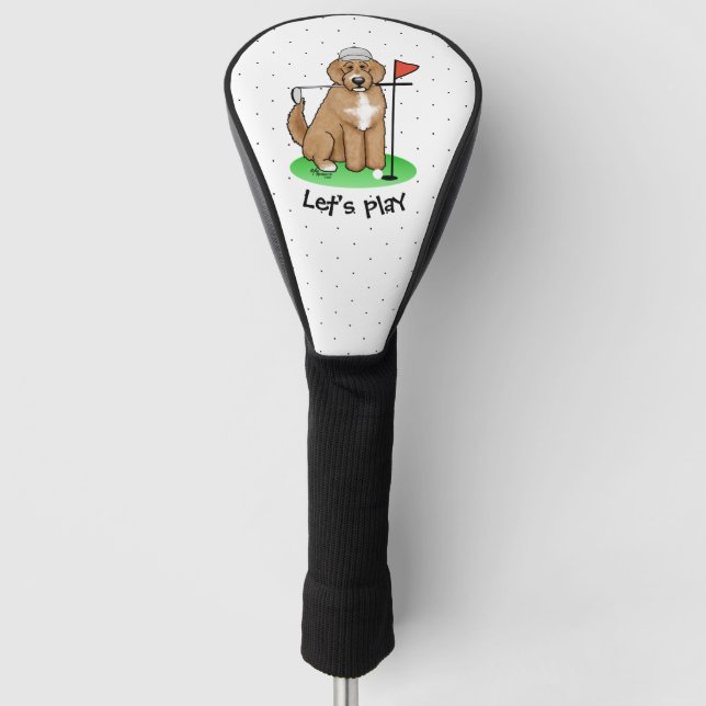 Goldendoodle Dog Playing Golf (Red whmk2) Niedlich Headcover (Vorderseite)