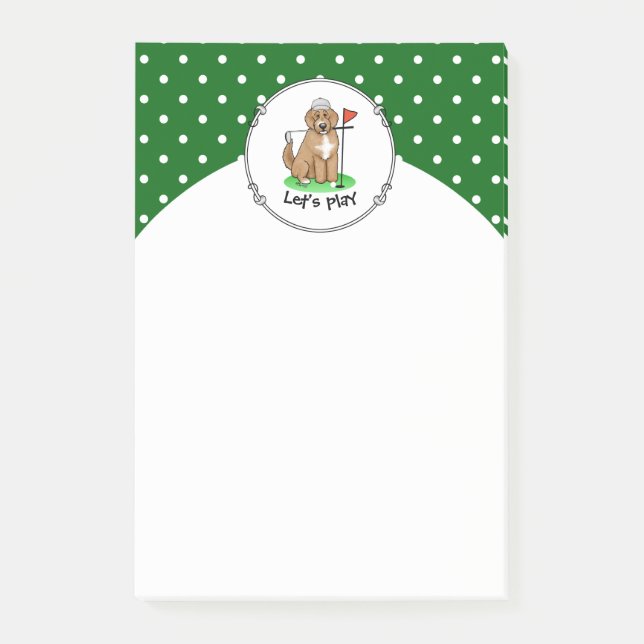 Goldendoodle Dog Playing Golf (Red whmk2) Niedlich Post-it Klebezettel (Vorderseite)