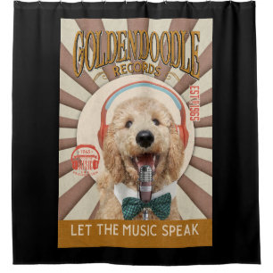 Goldendoodle Dog Record Company Canvas Duschvorhang