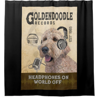 Goldendoodle Dog Record Company Leinwand 2 Duschvorhang