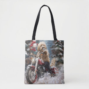 Goldendoodle Dog Riding Motorrad Weihnachten