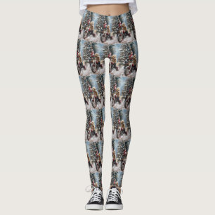 Goldendoodle Dog Riding Motorrad Weihnachten Leggings