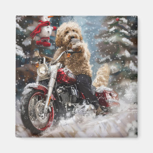 Goldendoodle Dog Riding Motorrad Weihnachten Magnet
