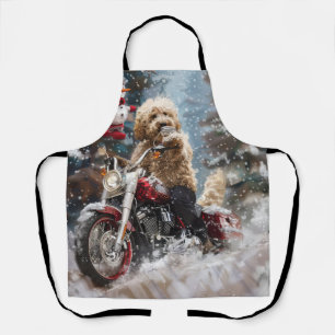 Goldendoodle Dog Riding Motorrad Weihnachten Schürze