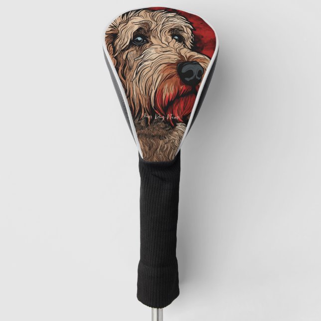 Goldendoodle Dog, Rot und Schwarz 002 - Ulises D Golf Headcover (Vorderseite)