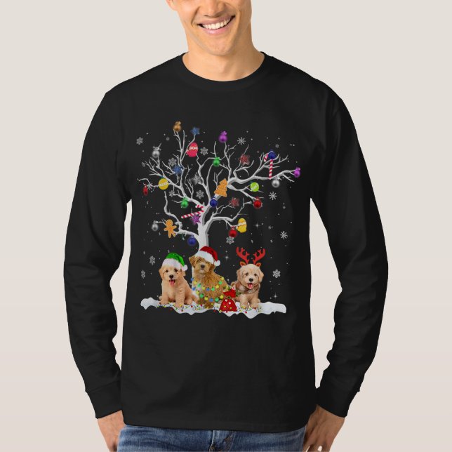 Goldendoodle Dog Tree Weihnachten Weihnachten Weih T-Shirt (Vorderseite)