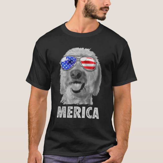 Goldendoodle Doodle 4. Juli Merica Men America T-Shirt (Vorderseite)