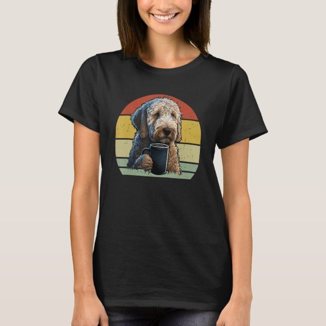 Goldendoodle Drinking Coffee  Dog And Coffee T-Shirt (Vorderseite)