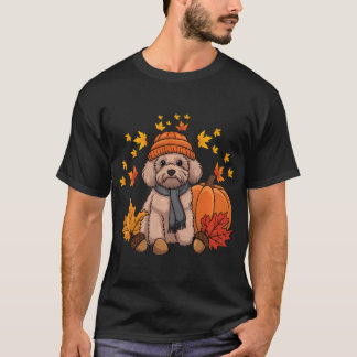 Goldendoodle Erntedank Pumpkin Dog Fall Leaf T-Shirt