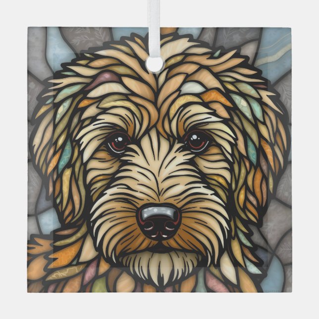 Goldendoodle "Festes Glas" Ornament Aus Glas (Vorderseite)