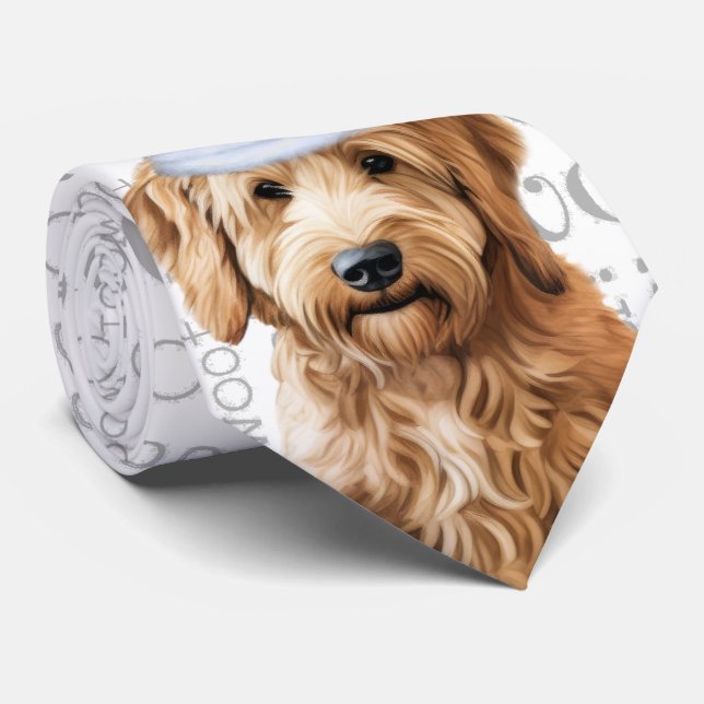 Goldendoodle Funny Woof Christmas Dog Lover Krawatte (Gerollt)