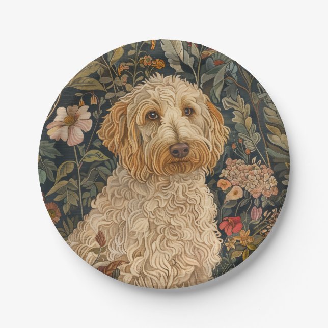Goldendoodle Garden Tapestory Geburtstagsparty Pappteller (Vorderseite)