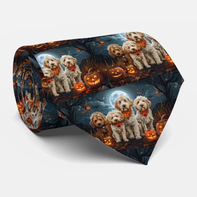 Goldendoodle Halloween Spooky Krawatte (Gerollt)