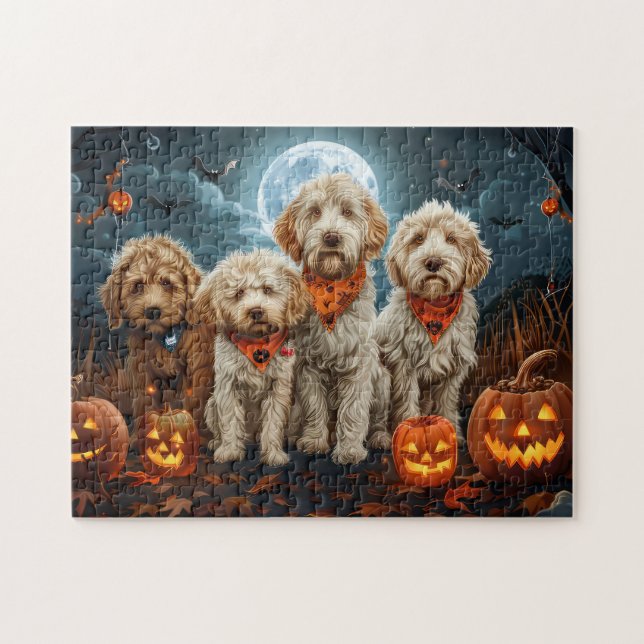 Goldendoodle Halloween Spooky Puzzle (Horizontal)