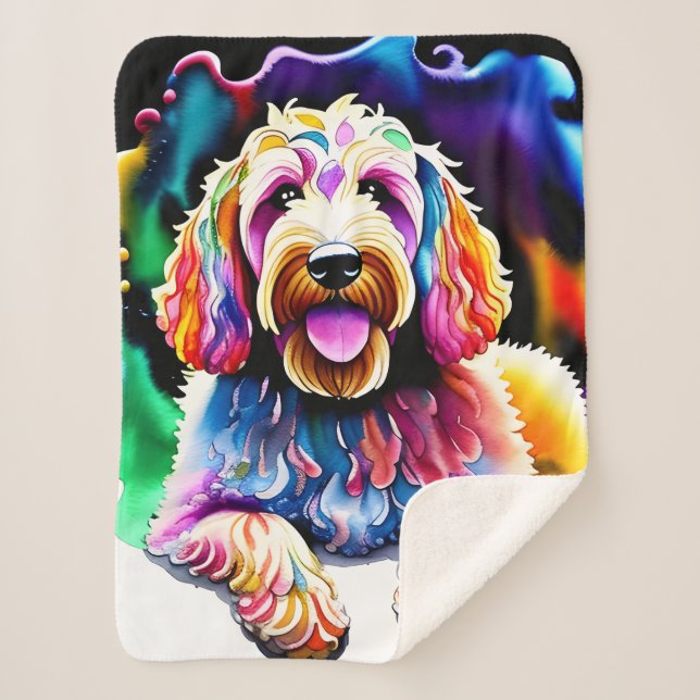 Goldendoodle Happy Dog Collection Sherpa Blanket Sherpadecke (Vorderseite)