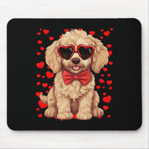 Goldendoodle Herz Sungles Fliege Valentinstag Mousepad