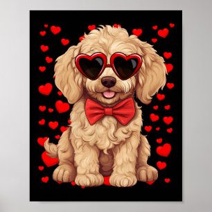 Goldendoodle Herz Sungles Fliege Valentinstag Poster