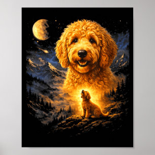Goldendoodle Heult Zum Mond Vintage 90er Lustig Poster