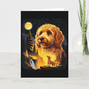 Goldendoodle Heult Zum Mond Vintage Lustiger Gol Karte
