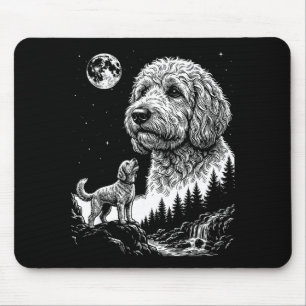Goldendoodle heult zum Mond vintage lustiger Hund Mousepad