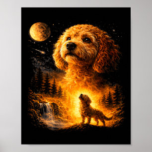 Goldendoodle Heult Zum Mond Vintage Lustiger Mys Poster