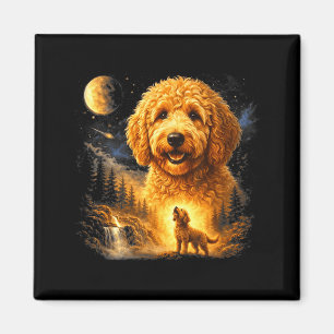 Goldendoodle heult zum Mond vintage mystisch Magnet