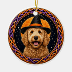 Goldendoodle Hexenhut keltisches Halloween Keramik Ornament