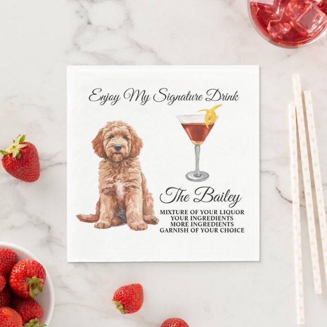 Goldendoodle Hochzeit Signature Drink Napkins Serviette (Beispiel)
