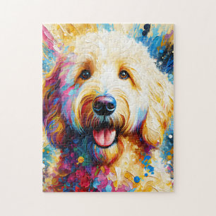 Goldendoodle Hund Akrylprint   Bunt Puzzle