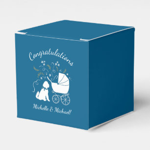 Goldendoodle Hund Baby Dusche Boy Blue Geschenkschachtel