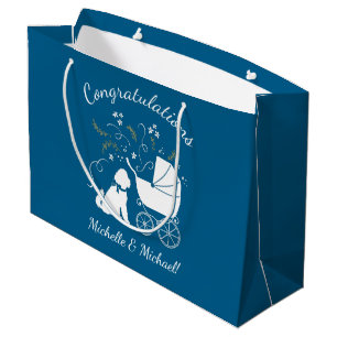 Goldendoodle Hund Baby Dusche Boy Blue Große Geschenktüte