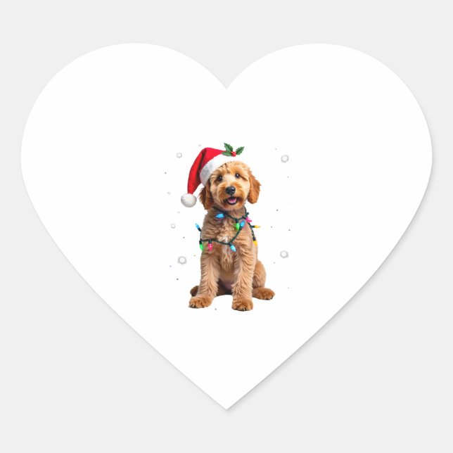 Goldendoodle-Hund-Baum-Weihnachts-Pullover Xmas Ha Herz-Aufkleber (Vorderseite)