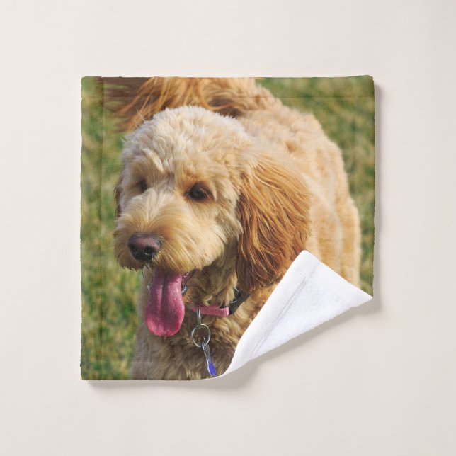 Goldendoodle-Hund-Foto Badhandtuch Set (Waschlappen)