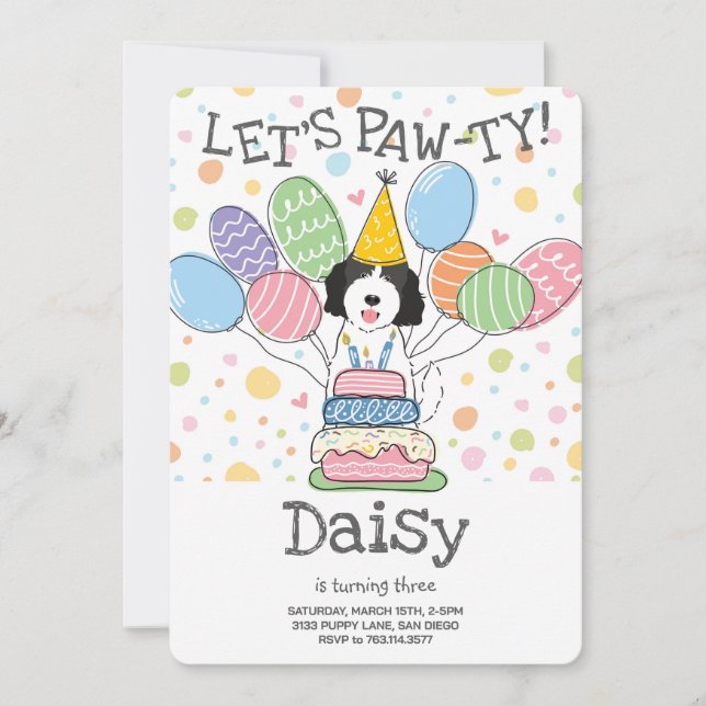 Goldendoodle Hund Geburtstagsparty Einladung (Vorderseite)