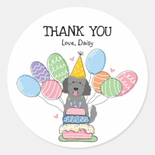 Goldendoodle Hund Geburtstagsparty Gefallen Tags S Runder Aufkleber