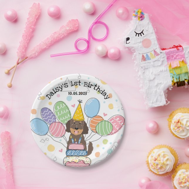 Goldendoodle Hund Geburtstagsparty Teller (Party)