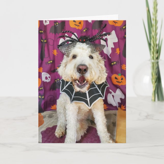 Goldendoodle-Hund Halloween-Karte Karte (Vorderseite)