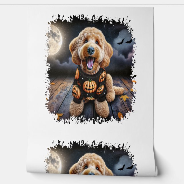 Goldendoodle Hund Halloween Tapete (Abrollen)