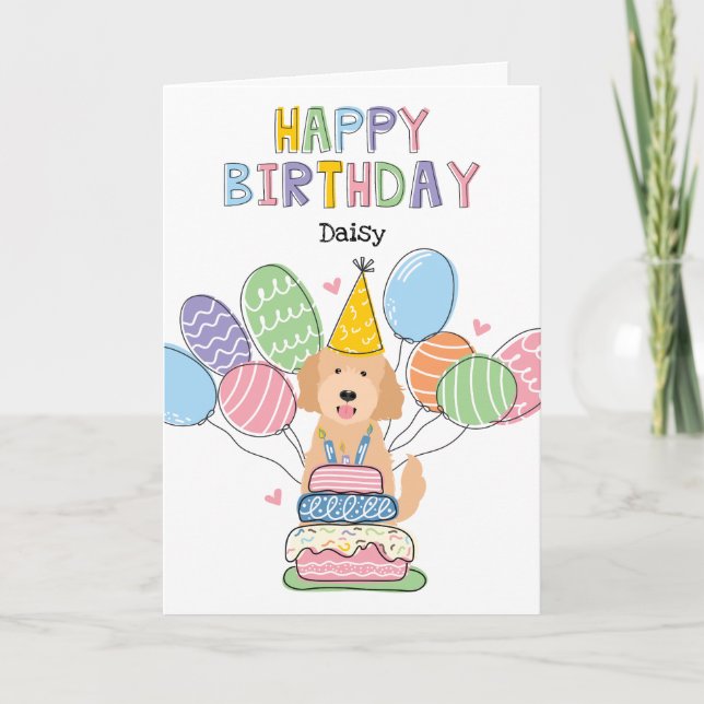 Goldendoodle Hund Happy Birthday Card Karte (Vorderseite)