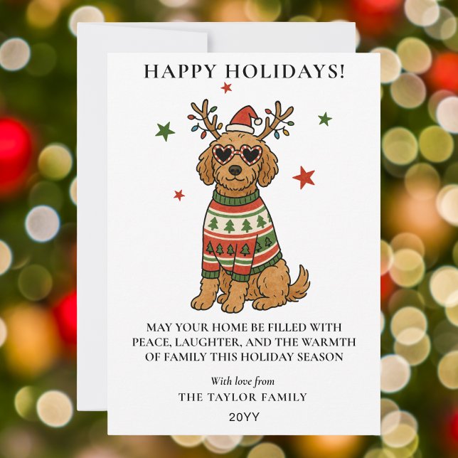 Goldendoodle Hund hässlicher Pullover Weihnachten (Goldendoodle Dog Ugly Sweater Christmas Holiday Card
)