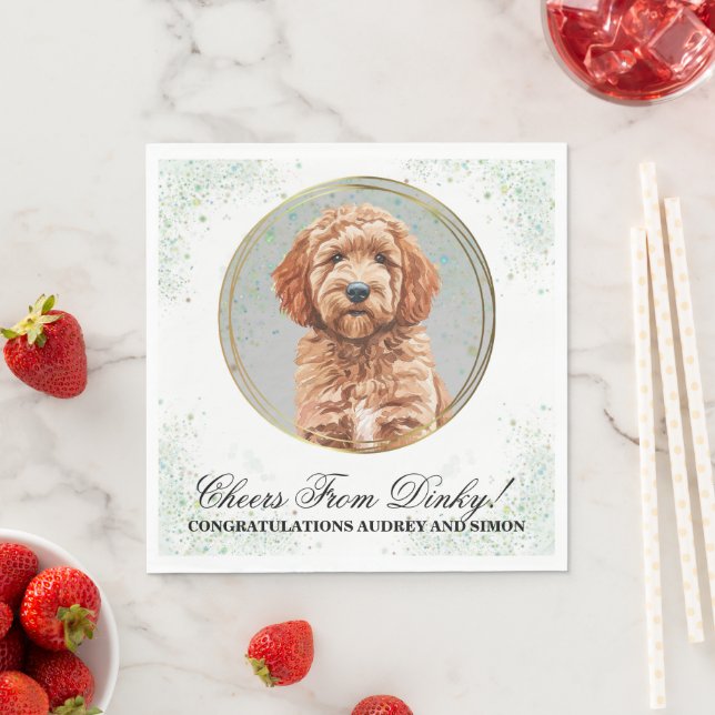 Goldendoodle Hund Hochzeit Napkins mit Hund-Foto Serviette (Beispiel)