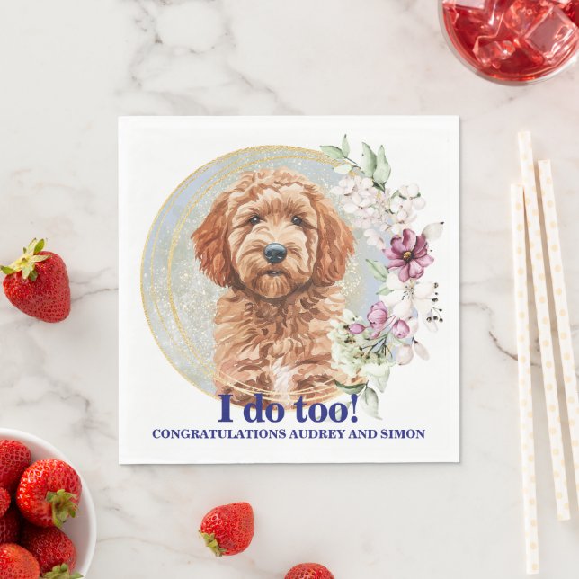 Goldendoodle Hund Hochzeit Napkins mit Hund-Foto Serviette (Beispiel)