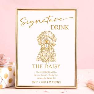 Goldendoodle Hund Hochzeit Signature Drink Zeichen Poster