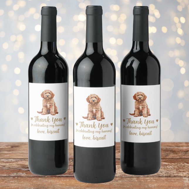 Goldendoodle Hund I do to Wedding Wine Label Weinetikett (Von Creator hochgeladen)