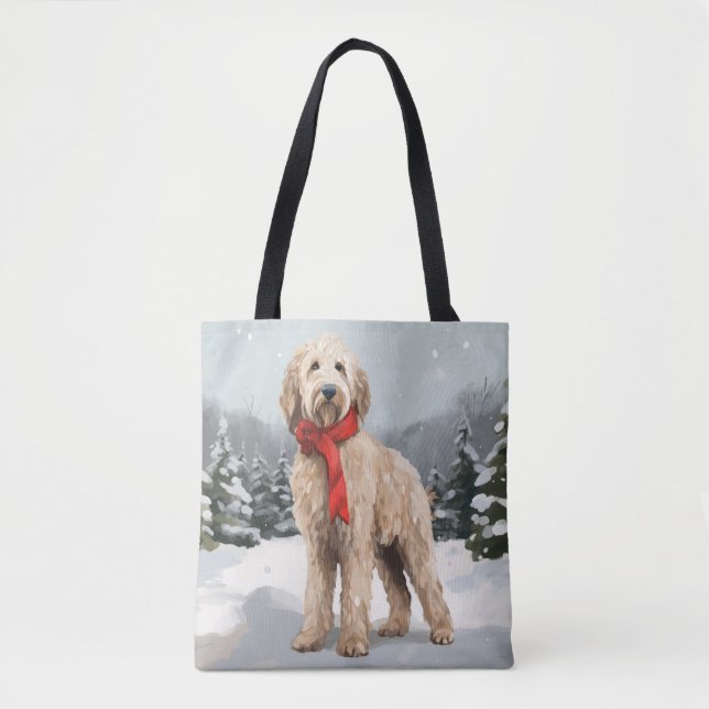 Goldendoodle Hund im Schnee Weihnachten (Vorderseite)