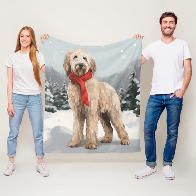Goldendoodle Hund im Schnee Weihnachten Fleecedecke (Beispiel)